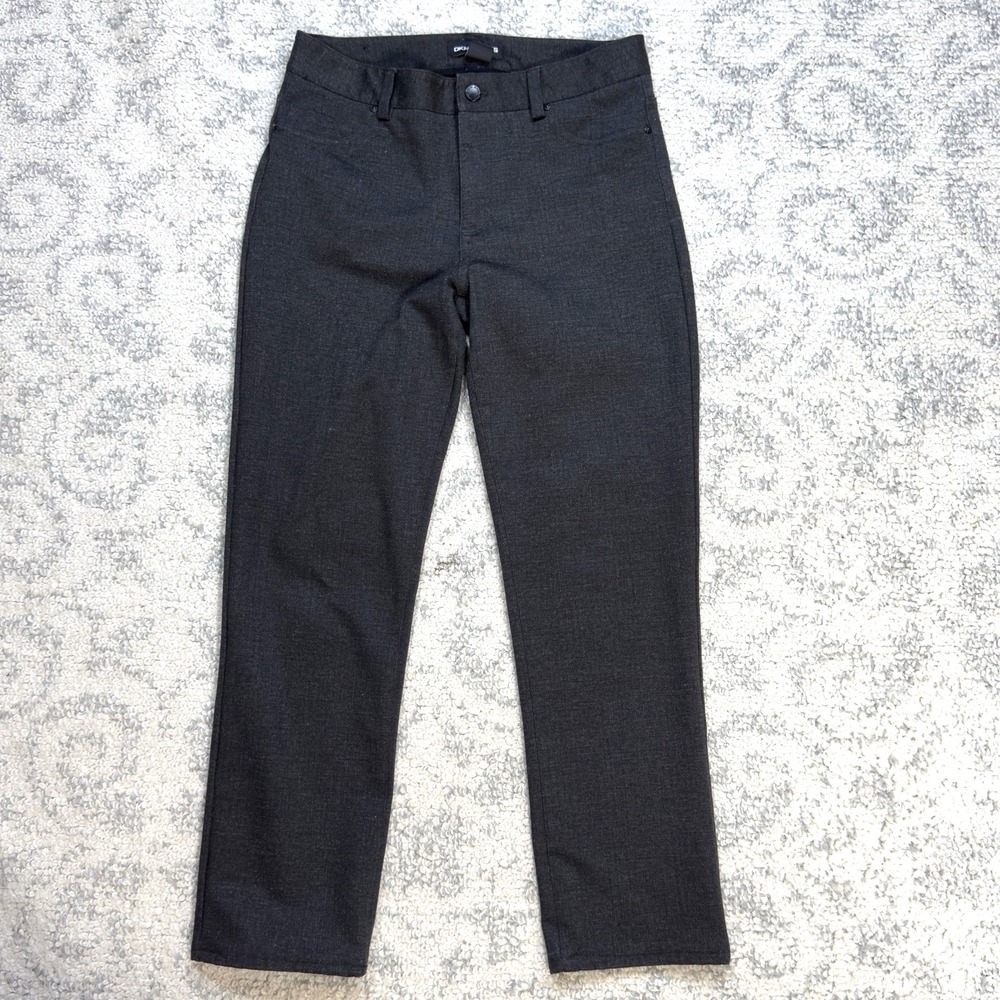 DKNY Jeans Ponte Pants Faux Front Pockets Charcoal Gray Black‎ Size Small Career